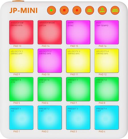 Mini Wireless MIDI Controller Pad for Beat Making & DJ Performance, 16 RGB Velocity Pads with Aftertouch, Bluetooth & USB MIDI, PC/Mobile App Customizable for Studio, Live & Mobile Music Production in Kuwait