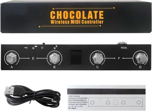 GRABOTE for BT MIDI Foot Controller Wireless MIDI Controller Rechargeable 4 Buttons Pedal APP Control Chocolate Rechargeable Midi Controller in Kuwait
