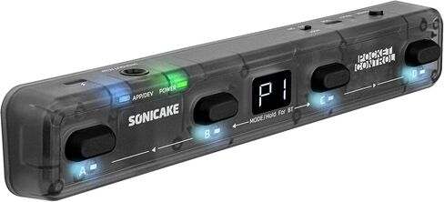 SONICAKE Pocket Control - MIDI Foot Controller, Wired/Wireless MIDI Transmission, USB Host, 4 Buttons BT Rechargeable Page Turner Pedal for Musician/Live Performance/Studio (Black) in Kuwait