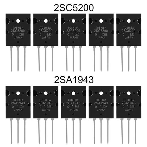 2SA1943 2SC5200 Transistor Assortment (5 Pairs, 10 Pcs) High Power Audio Silicon BJT Transistors for Amplifier and DIY Audio Projects in Kuwait
