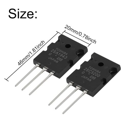 2SA1943 2SC5200 Transistor Assortment (5 Pairs, 10 Pcs) High Power Audio Silicon BJT Transistors for Amplifier and DIY Audio Projects in Kuwait