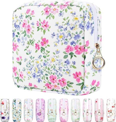 Likesing 5.1'' Sanitary Napkin Storage Bag, Canvas Period Pouches for Teen Girls Women, Period Bag Tampon Holder for Purse Feminine Menstrual Sanitary Pad Pouch(Pink H2930) in Kuwait