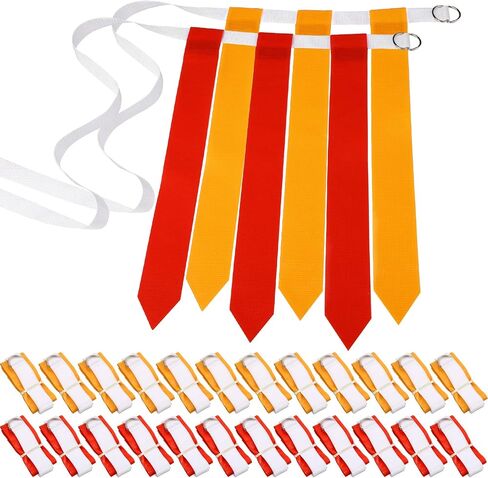 Vinsot 48 Pcs Adjustable Flag Football Belts Flag Football Set Belts with 144 Flags for Adults and Youth(Red and Yellow) in Kuwait