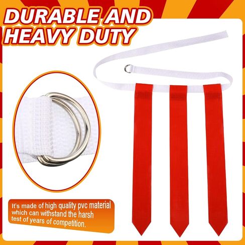 Vinsot 48 Pcs Adjustable Flag Football Belts Flag Football Set Belts with 144 Flags for Adults and Youth(Red and Yellow) in Kuwait