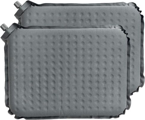 2-Pack Self-Inflating Seat Cushion, 16x13 inches Portable Foam Sit Pad with Adjustable Firmness for Airplane Travel, Long Flights, Stadium Bleachers, Hiking, Camping & Office Chairs - Gray in Saudi Arabia