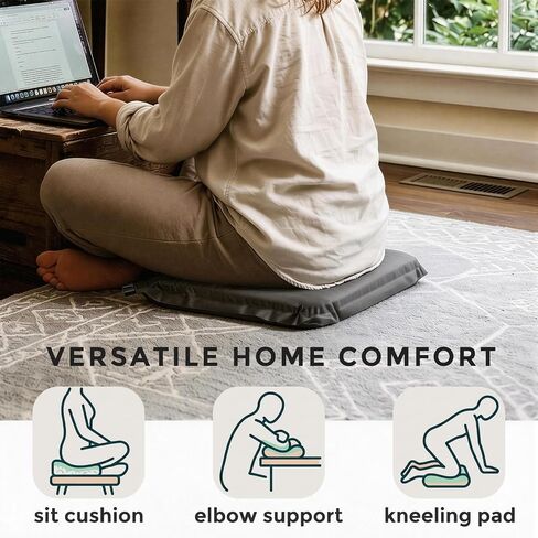 2-Pack Self-Inflating Seat Cushion, 16x13 inches Portable Foam Sit Pad with Adjustable Firmness for Airplane Travel, Long Flights, Stadium Bleachers, Hiking, Camping & Office Chairs - Gray in Saudi Arabia