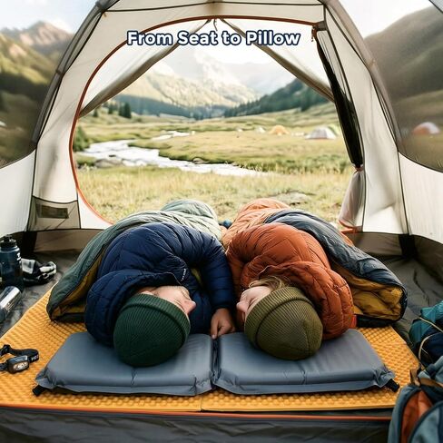 2-Pack Self-Inflating Seat Cushion, 16x13 inches Portable Foam Sit Pad with Adjustable Firmness for Airplane Travel, Long Flights, Stadium Bleachers, Hiking, Camping & Office Chairs - Gray in Saudi Arabia