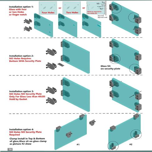 40-Pack, Stainless Steel 316 Grade Heavy Duty 2" OD Round Back Glass Clamp 55 x 55 mm for 3/8" - 1/2" Tempered Glass or Laminated Glass, Mirror Finish (GC-055M-40) in Kuwait