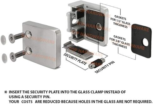 40-Pack, Stainless Steel 316 Grade Heavy Duty 2" OD Round Back Glass Clamp 55 x 55 mm for 3/8" - 1/2" Tempered Glass or Laminated Glass, Mirror Finish (GC-055M-40) in Kuwait