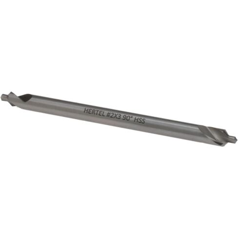 Hertel Combo Drill & Countersink, #2, 3/16" Body Diameter, 118° Angle, High Speed Steel, Bright Polished Finish, 5/64" Point Diameter, 3" Overall Length in Kuwait