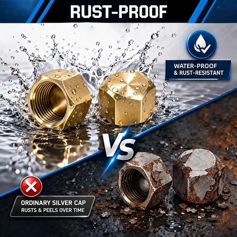 3/8 Compression Cap Brass Compression Fitting 3/8 Brass Cap for Water Line Gas Line Stop Valve Cap Flare Tube Pipe Fittings Durable Leak Proof (30 pcs) in Kuwait
