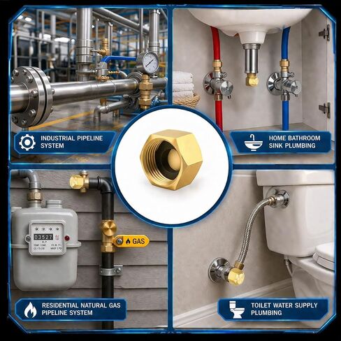 3/8 Compression Cap Brass Compression Fitting 3/8 Brass Cap for Water Line Gas Line Stop Valve Cap Flare Tube Pipe Fittings Durable Leak Proof (30 pcs) in Kuwait