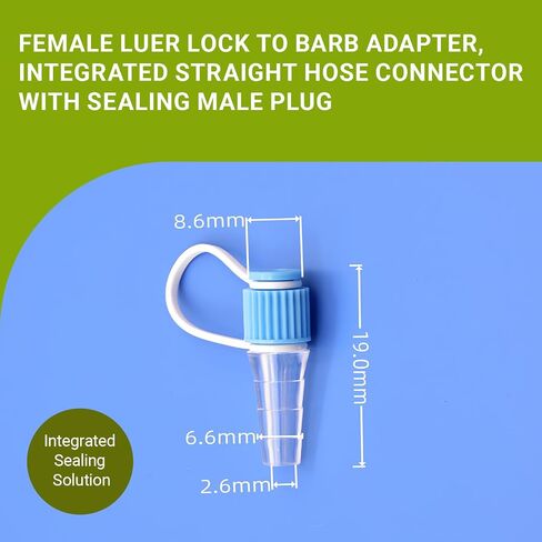 25PCS Female Luer Lock to Barb Adapter, Integrated Straight Hose Connector with Sealing Male Plug, PC & PP Leak-Proof Fluid Fitting in Kuwait