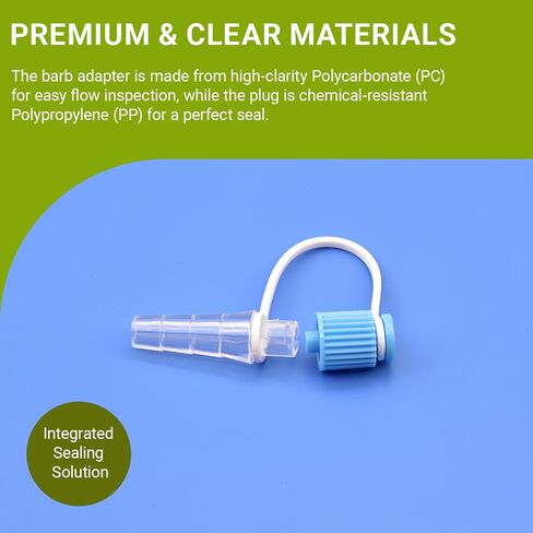 25PCS Female Luer Lock to Barb Adapter, Integrated Straight Hose Connector with Sealing Male Plug, PC & PP Leak-Proof Fluid Fitting in Kuwait