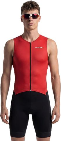 WIXEN Men’s Classic Triathlon Suit, Padded Racesuit Quick-Dry Sleeveless Tri Suit Swim Bike Run, Breathable Aero Skinsuit in Kuwait