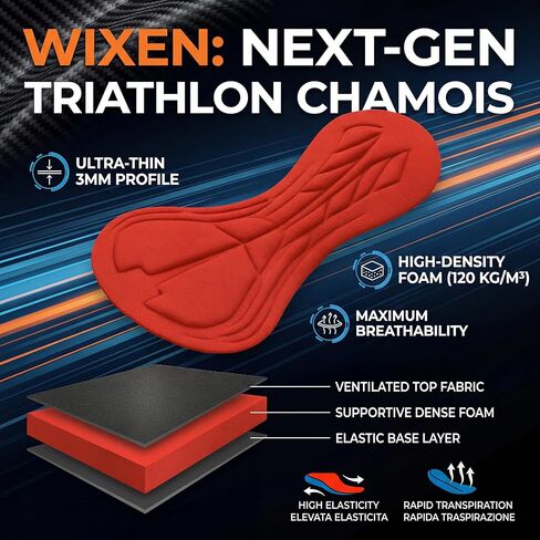 WIXEN Men’s Triathlon Suits Short Sleeve Tri Suit Padded Quick-Dry Breathable for Swim Bike Run Aero Skinsuit Rear Pockets in Kuwait