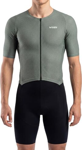 WIXEN Men’s Premium Short Sleeve Triathlon Suit, Padded Aero Tri Suit for Swim Bike Run, Quick-Dry Performance Skinsuit in Kuwait