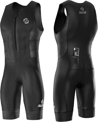 SLS3 Triathlon Suit Men - Solid Black AG Sleeveless Tri Suit for Men - Lightweight Mens Trisuit, Intelligent Race Apparel in Kuwait