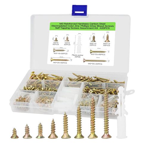 Small Wood Screws Assortment Kit - 600pcs M3 Black Wood Screws (6/8/10/12mm) - Short, Cabinet & Tiny Screws for Electronics, DIY & Micro Woodworking in Kuwait