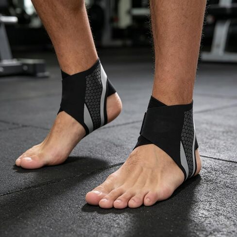 Ankle Support Brace for Women, Adjustable Compression Ankle Wraps with Strap, Comfortable Ankle Stabilizer for Running, Sports and Daily Use (One Pair/Black-Purple) in Kuwait