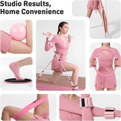 Pilates Kit, Home Pilates Equipment Essentials for Beginners to Advanced with Complete Training Video and Guide, for Home Fitness, Postpartum Recovery, Physical Therapy & Rehabilitation Training in Kuwait