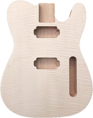 Unfinished Electric Guitar Body Blank Mahogany Flame Maple Veneer Guitar Body Bolt on Guitar Project Replacement (Mahogany Flame Maple Veneer) in Kuwait