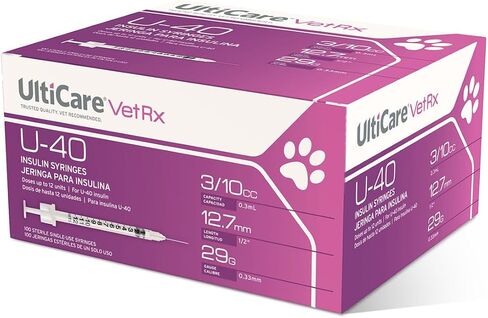 UltiCare VetRx U-40 3/10cc Pet Insulin Syringes - 3/10cc, 29G x 1/2’’, 100 ct, Comfortable & Accurate Dosing, Compatible with Any U-40 Strength Insulin in Kuwait