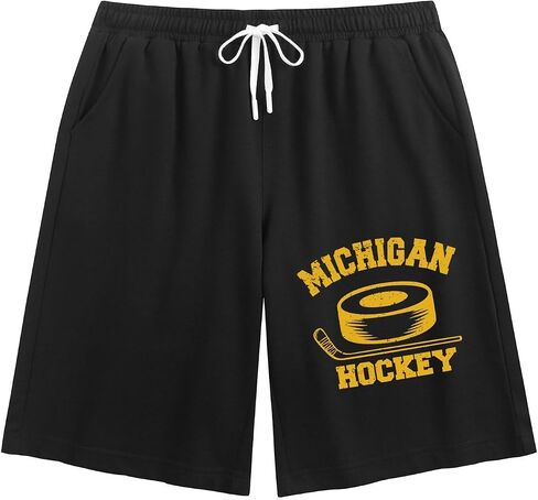 Men's Casual Shorts,Michigan Hockey,Elastic Waist Drawstring Summer Stretch Waist Short in Kuwait