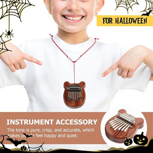 8-Key Mini Solid Wood Portable Thumb Piano Pendant With Lanyard For Schoolbags Keychains Travel, 1pcs in Kuwait