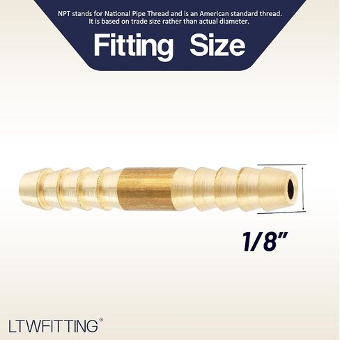 LTWFITTING Brass Barb Hose Splicer Mender 1/8-Inch Fitting Air Water Fuel Boat(Pack of 20) in Kuwait