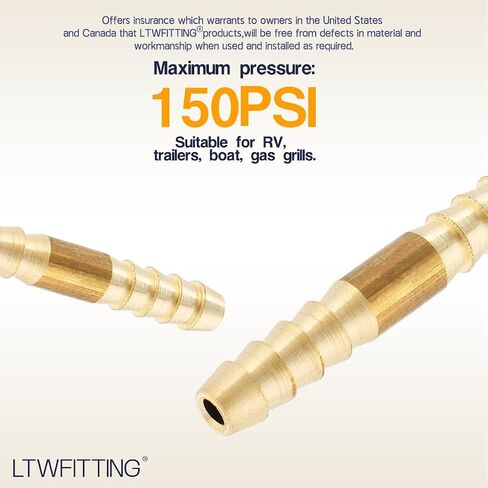 LTWFITTING Brass Barb Hose Splicer Mender 1/8-Inch Fitting Air Water Fuel Boat(Pack of 20) in Kuwait
