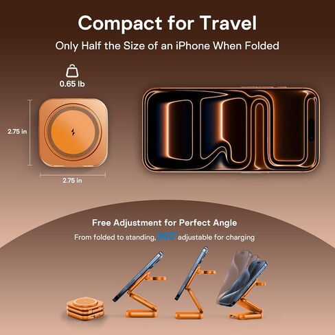 5-in-1 Wireless Charger for MagSafe, AC ISLAND Portable Travel Charging Station, 35W Max Qi2 Fast Foldable Magnetic Stand, Evolved for iPhone 17-12 Series, Apple Watch, AirPods (with 35W Adapter) in Kuwait