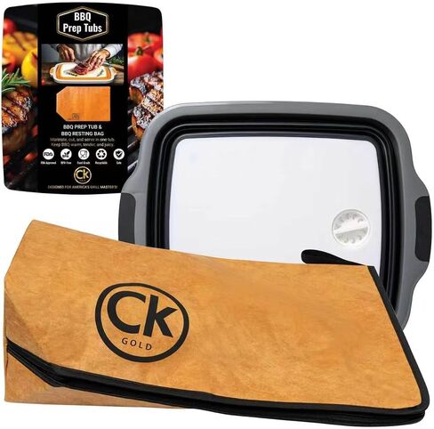XL Prep Tubs & BBQ Blanket Gift Bundle : 1 XXL Prep Tub + 1 Meat Resting Bag | Ultimate BBQ Gift for Pitmasters, Brisket, Ribs, Turkey, Pulled Pork & Outdoor Cooking (Black, 30 L) in Saudi Arabia