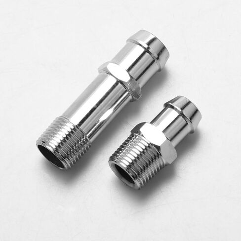 Heater Hose Fitting 304 Stainless Steel 1/2" NPT Male Barbed Connector Dual Size Set for Chevrolet SBC Small Block 283-400 V8 Engine Coolant Line in Kuwait