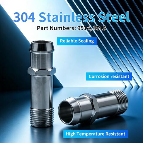 304 الفولاذ المقاوم للصدأ سخان خرطوم موصل 1/2 "NPT ذكر مزدوج الحجم الشائكة تركيب عدة لشفروليه SBC كتلة صغيرة 283 350 383 400 V8 نظام التبريد in Kuwait