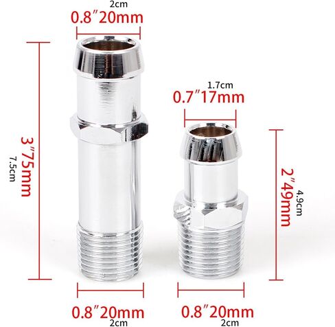 Stainless Steel Heater Hose Fitting Kit 304 1/2" NPT Male Dual Size Barb Connector for Chevrolet SBC 283 305 350 383 400 V8 Engine Coolant System US in Kuwait