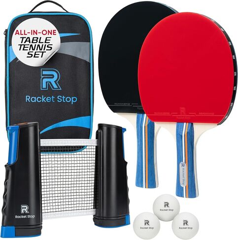 مجموعة مضارب تنس الطاولة فيلوسيتي - مضارب بينج بونج مع مطاط معتمد من ITTF، نظام شبكي قابل للسحب، كرات 3 نجوم وحقيبة حمل للألعاب الداخلية والخارجية واللعب أثناء السفر in Kuwait