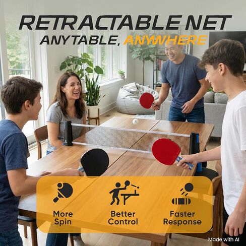 مجموعة مضارب تنس الطاولة فيلوسيتي - مضارب بينج بونج مع مطاط معتمد من ITTF، نظام شبكي قابل للسحب، كرات 3 نجوم وحقيبة حمل للألعاب الداخلية والخارجية واللعب أثناء السفر in Kuwait