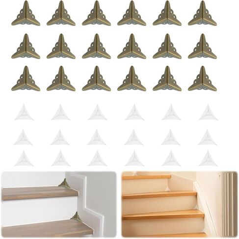 MoroBor Stair Dust Inner Corners ، 48pcs زخرفة زخرفية درج الزاوية حراس الغبار الزخرفية لوحة الأثاث المعدني حافة الحرس لدرج الخزانة مجوهرات مجوهرات (أسود) in Kuwait