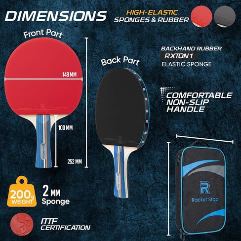 مجموعة مضارب تنس الطاولة فيلوسيتي - مضارب بينج بونج مع مطاط معتمد من ITTF، نظام شبكي قابل للسحب، كرات 3 نجوم وحقيبة حمل للألعاب الداخلية والخارجية واللعب أثناء السفر in Kuwait