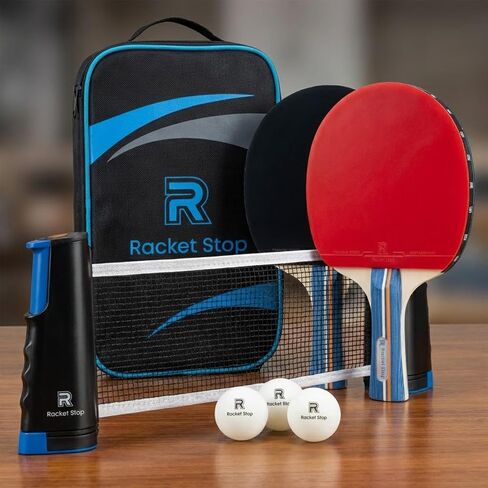 مجموعة مضارب تنس الطاولة فيلوسيتي - مضارب بينج بونج مع مطاط معتمد من ITTF، نظام شبكي قابل للسحب، كرات 3 نجوم وحقيبة حمل للألعاب الداخلية والخارجية واللعب أثناء السفر in Kuwait