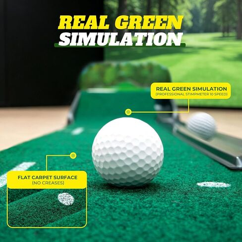 Putting Green Indoor - Golf Putting Mat with Realistic Green Speed, Dual-Hole Precision Golf Practice Putting Mat with Auto Ball Return, 8ft Golf Mat for Indoor & Outdoor Training, Ideal Golf Gifts in Kuwait