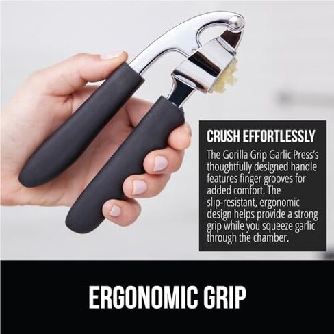 Gorilla Grip Mortar and Pestle Set and Garlic Press, Gray Mortar and Pestle Set is 100% Granite and 2 Cup, Black Garlic Press is Heavy Duty Mincer Tool, 2 Item Bundle in Kuwait