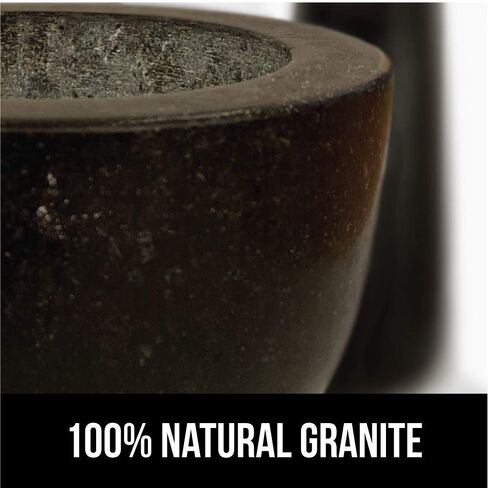 Gorilla Grip Mortar and Pestle and Box Grater, Both in Black Color, Granite Mortar and Pestle Holds 2 Cups, Grater is 4-Sided, Includes Detachable Container, 2 Item Bundle in Kuwait