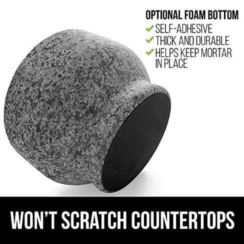 Gorilla Grip Mortar and Pestle and Box Grater, Both in Black Color, Granite Mortar and Pestle Holds 2 Cups, Grater is 4-Sided, Includes Detachable Container, 2 Item Bundle in Kuwait