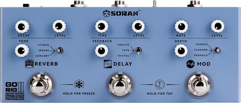 SORAN Go Rig I Multi Effects Pedal, Electric Guitar Multi-effects Stompbox with 9 Drive, 3 Delay (Tap Tempo), 3 Reverb (Freeze), Noise Gate, Stereo Output, 5+ Hours USB-C Battery, Compact Metal in Kuwait