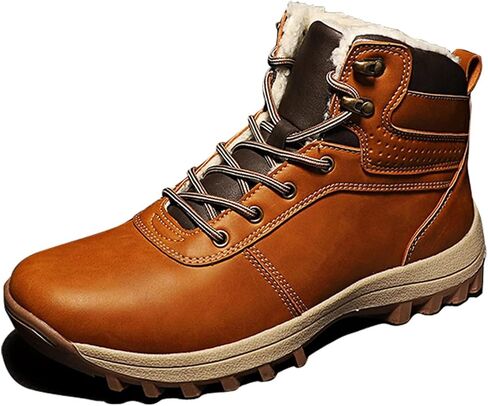 Mens Boots Genuine leather winter men's boots waterproof warm fur snow work casual shoes military combat ankle in Kuwait