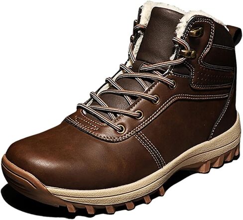Mens Boots Genuine leather winter men's boots waterproof warm fur snow work casual shoes military combat ankle in Kuwait