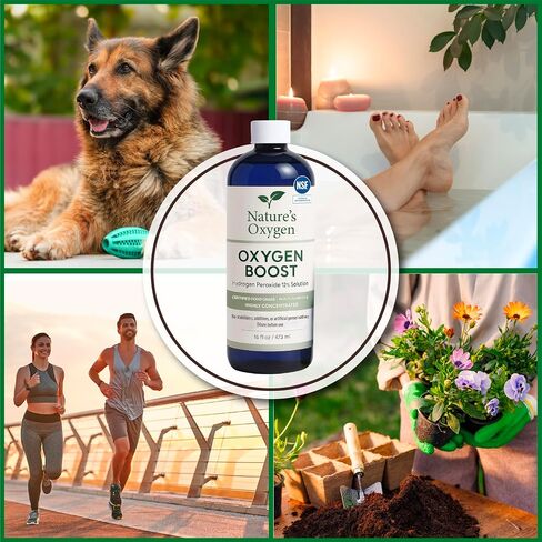 Nature�s Oxygen Food Grade Hydrogen Peroxide 12% Solution, 16 fl oz Pint Bottle, No Added Stabilizers, Highly Concentrated, Made in USA in Kuwait