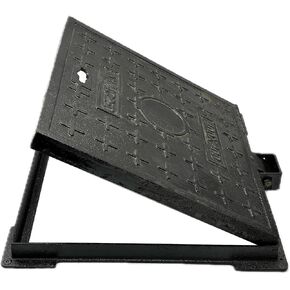 20x20 In Cast Iron Manhole Cover and Frame for 18" Corrugated Pipe, B-Class 28100 lbs Heavy-Duty Driveway Septic Tank Lid with Base, Square Anti-Slip Inspection Well Cover (True 19.7" ISL) in Kuwait